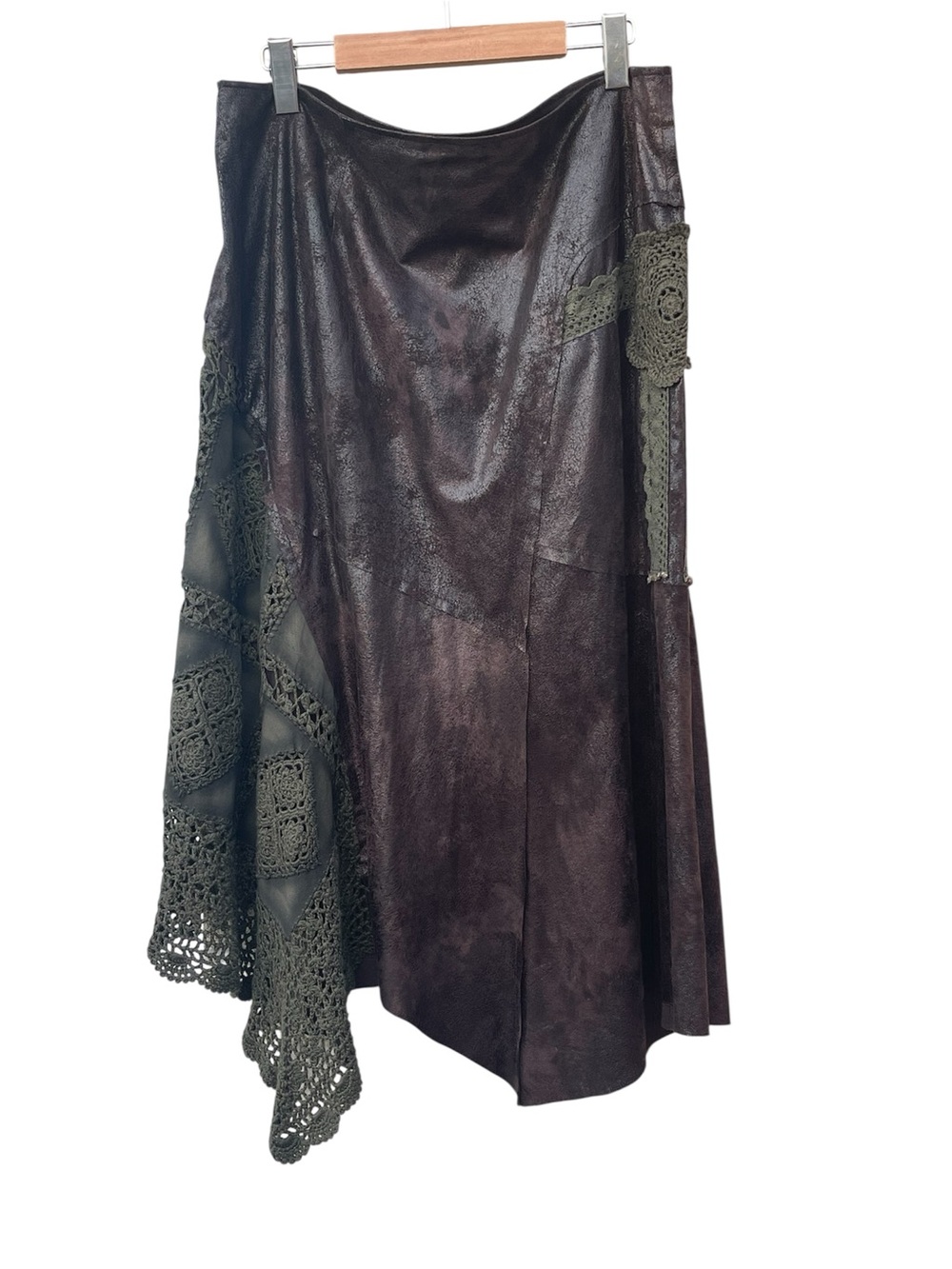 Midi Skirt Fairygrunge Whimsygoth Festival Country Cowgirl Floral Lace Panel 34”